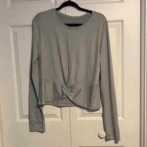 Activewear Gray Long Sleeve Twist Top